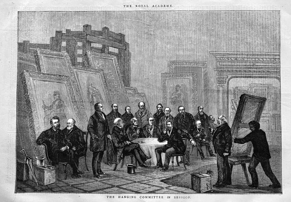 The Royal Academy  :  The Hanging Committee in Session.  1878.