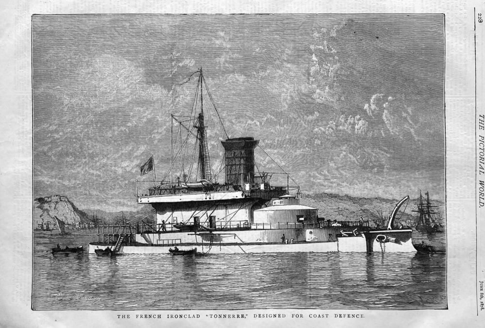 The French Ironclad "Tonnerre," Designed for Coast Defence.  1878.