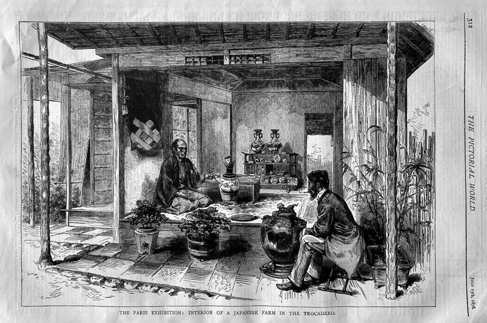 The Paris Exhibition :  Interior of a Japanese Farm in the Trocadero.  1878.