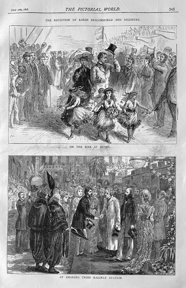 The Reception of Lords Beaconsfield and Salisbury.  1878.