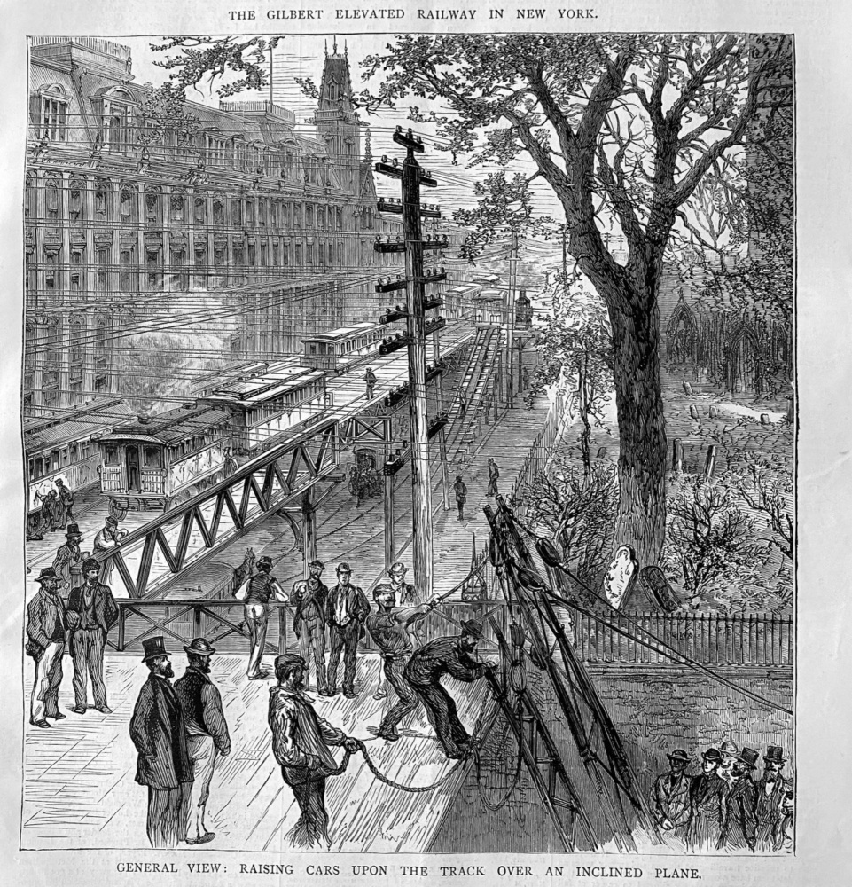 The Gilbert Elevated Railway in New York.  1878.