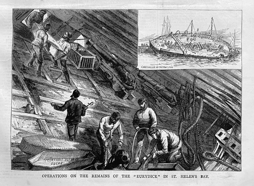 Operations on the Remains of the "Eurydice" in St. Helen's Bay."  1878.