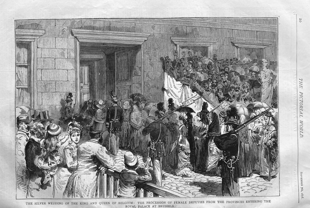 The Silver Wedding of the King and Queen of Belgium : The Procession of Female Deputies from the Provinces entering the Royal Palace at Brussels.  187