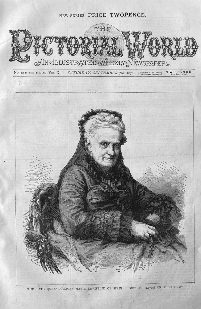 The Late Queen-Dowager Marie Christine of Spain. Died at Havre on August 21st. 1878.