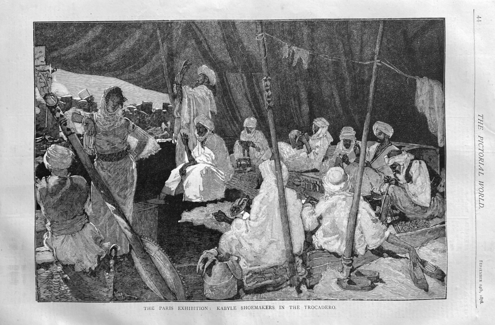 The Paris Exhibition :  Kabyle Shoemakers in the Trocadero.  1878.