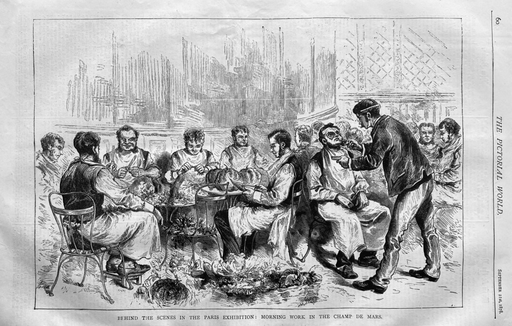 Behind the Scenes in the Paris Exhibition :  Morning Work in the Champ De Mars.  1878.