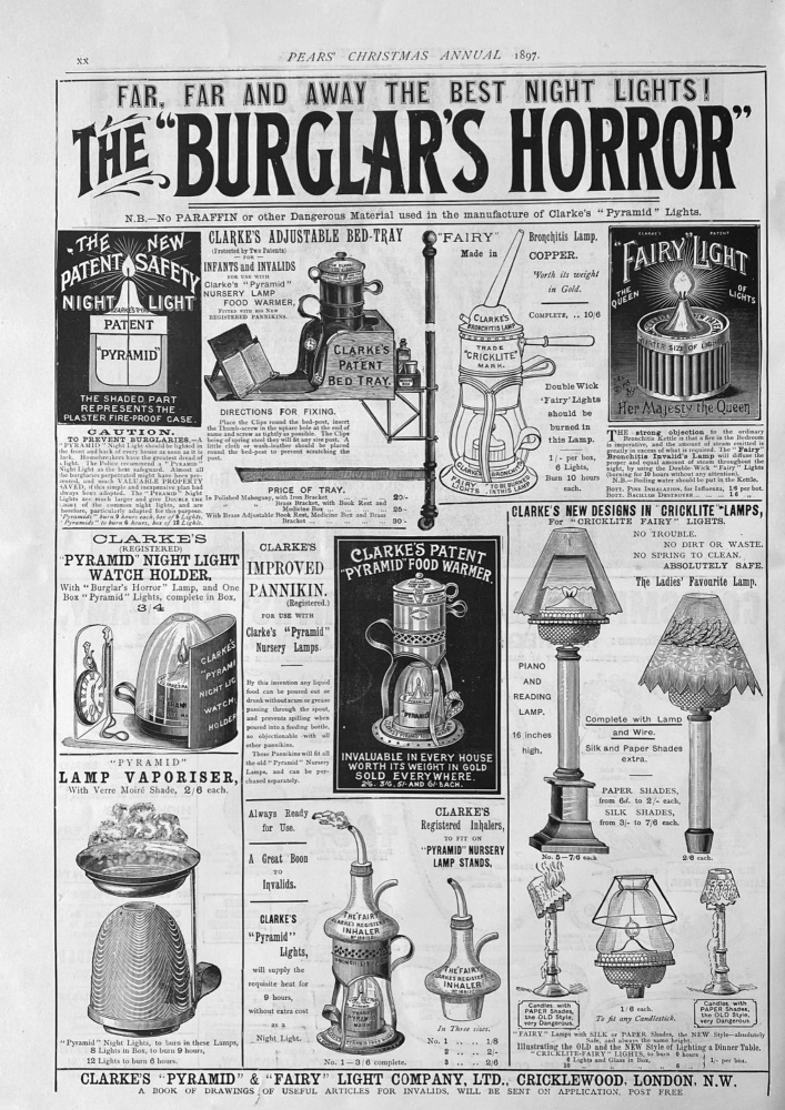 Clarke's "Pyramid" & "Fairy"  Light Company, Ltd.  1897.