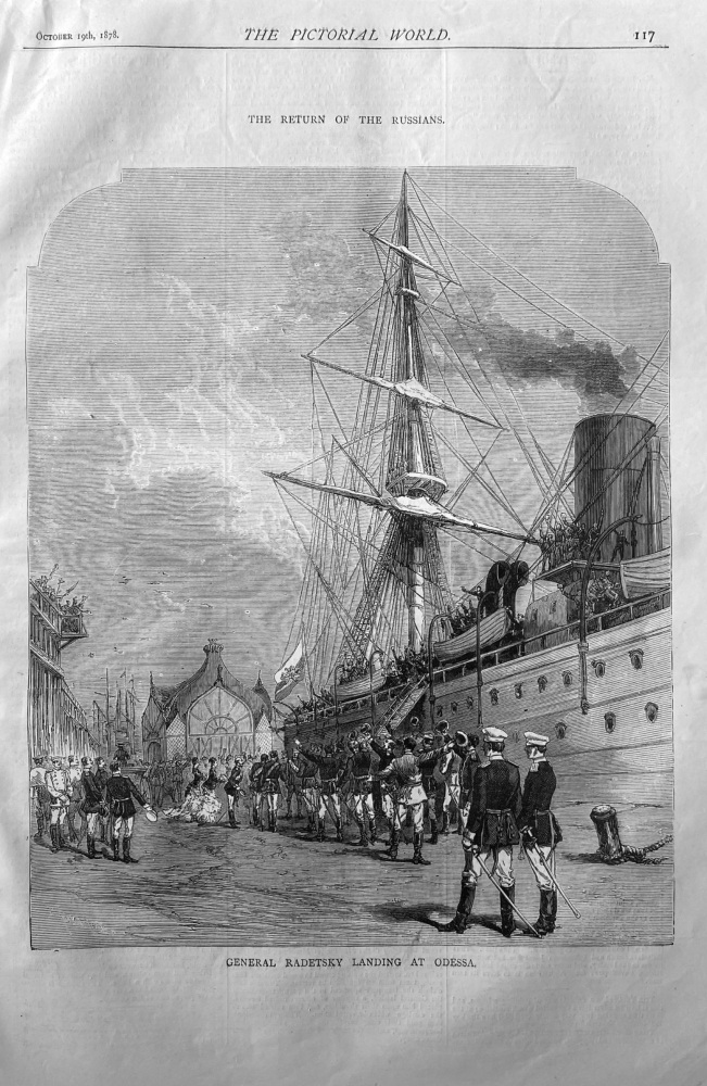 The Return of the Russians :  General Radetsky Landing at Odessa.  1878.