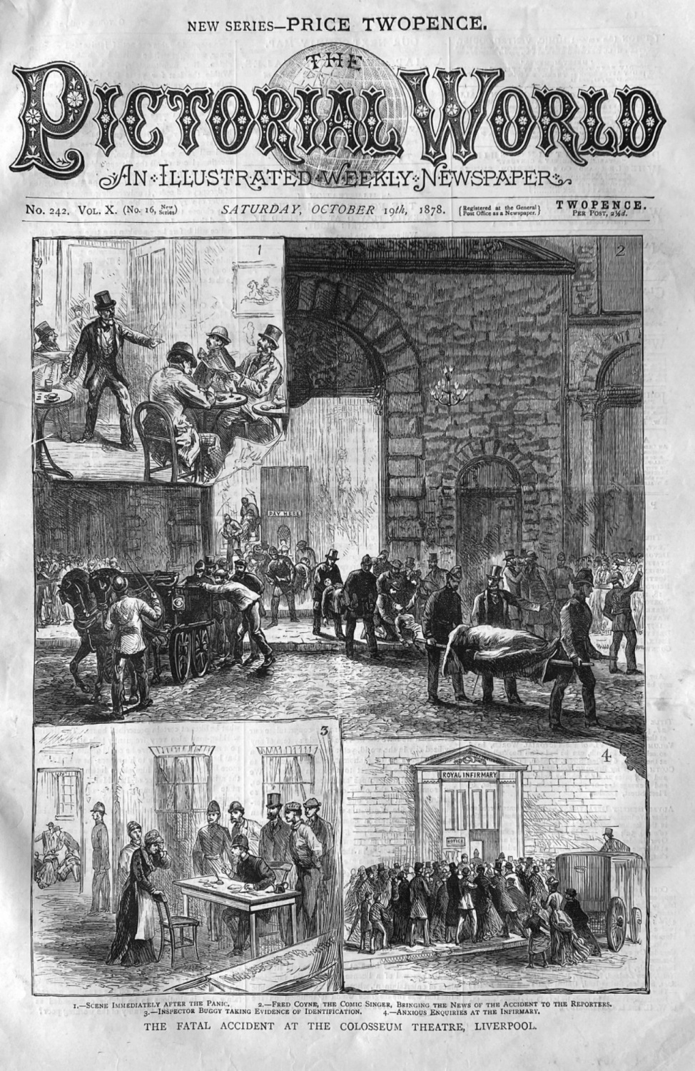The Fatal Accident at the Colosseum Theatre, Liverpool.  1878.