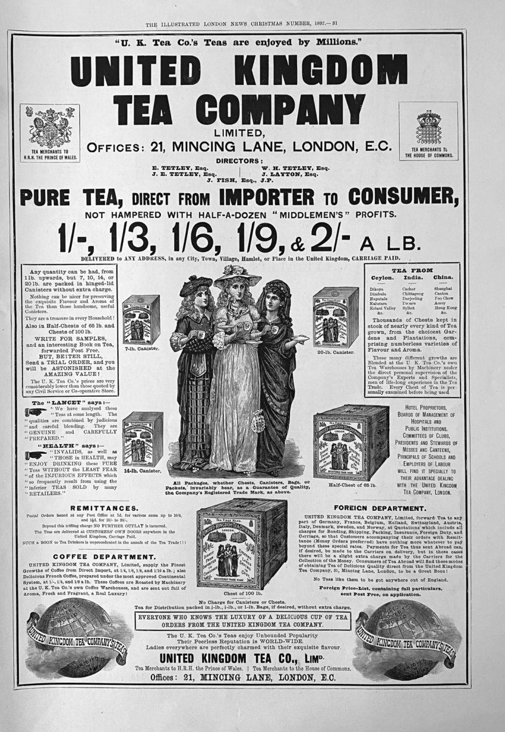 United Kingdom Tea Company Limited.  1892.