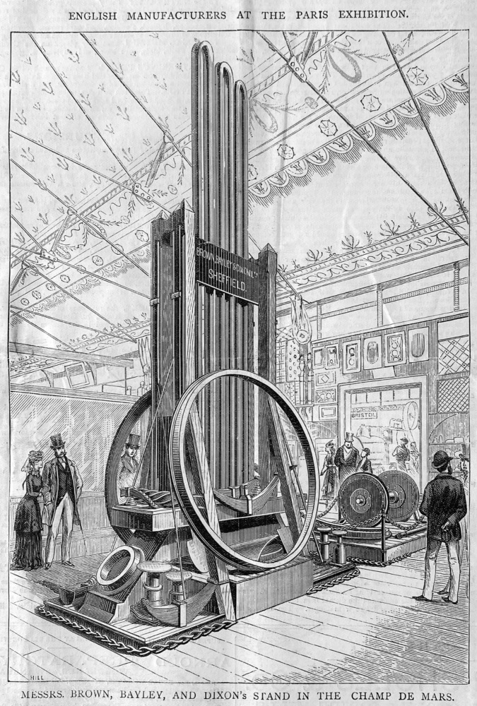 British Manufacturers at the Paris Exhibition :  Messrs. Brown, Bayley, and Dixon's Stand in the Champ De Mars. 1878.