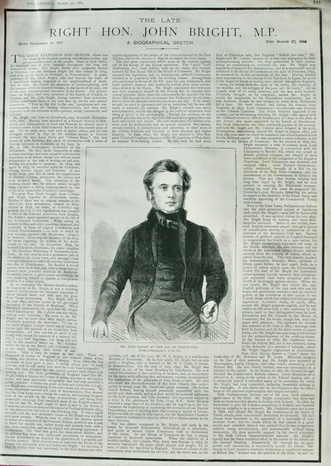 The Right Hon John Bright, M.P. - 1889