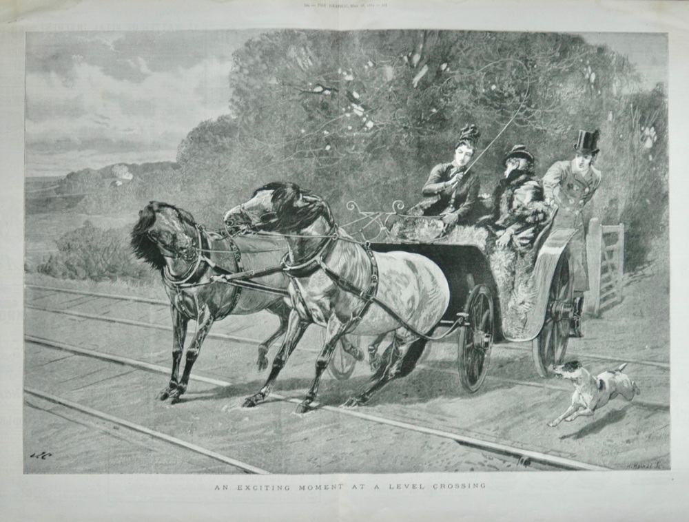 An Exciting Moment at a Level Crossing - 1889