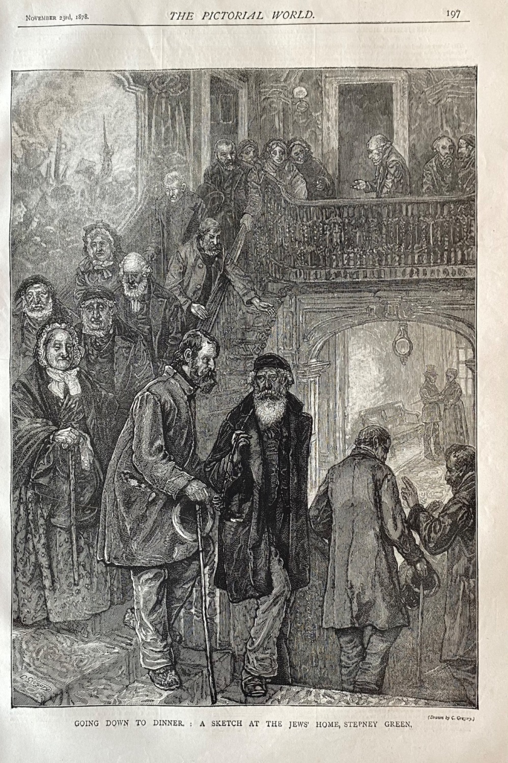 Going Down to Dinner :  A Sketch at the Jews' Home, Stepney Green.  1878.