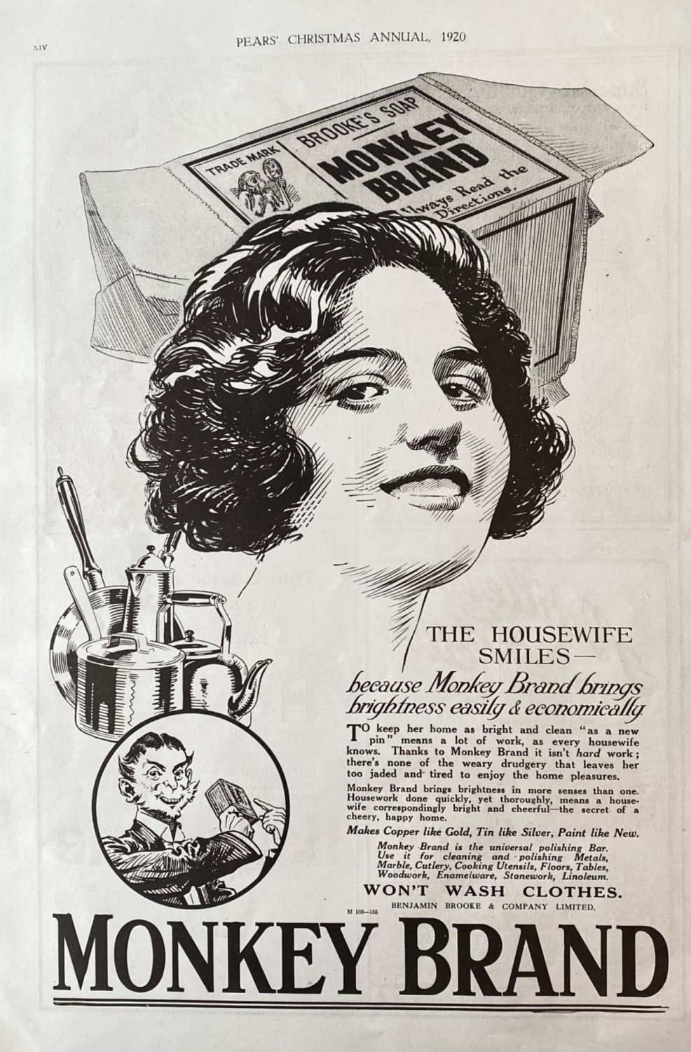 Brooke's Soap.  Monkey Brand.  1920.