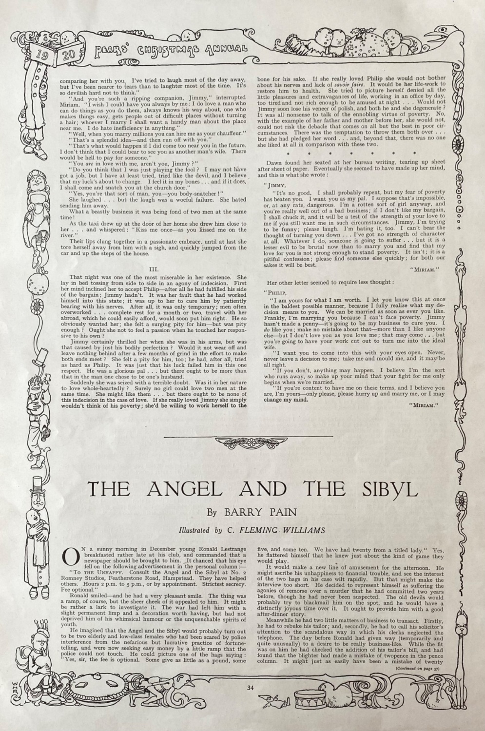 The Angel and the Sibyl.  By Barry Pain.  1920.
