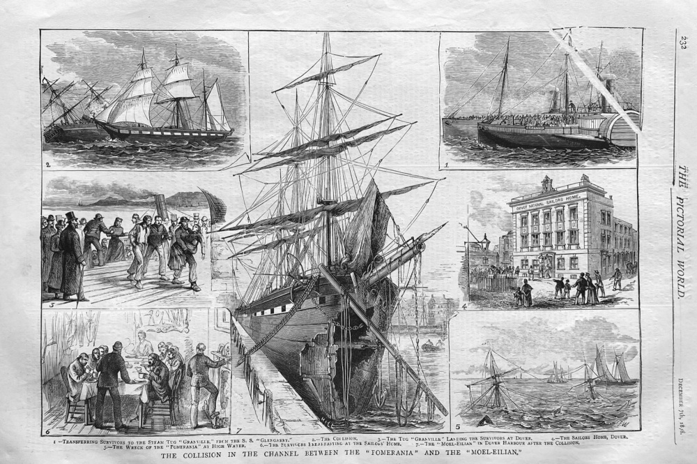 The Collision in the Channel between the "Pomerania" and the "Moel-eilian."  1878.