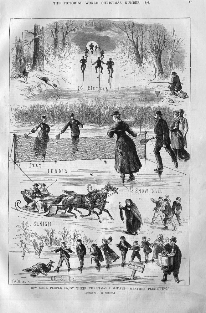 How Some People Enjoy Their Christmas Holidays- "Weather Permitting."  1878.
