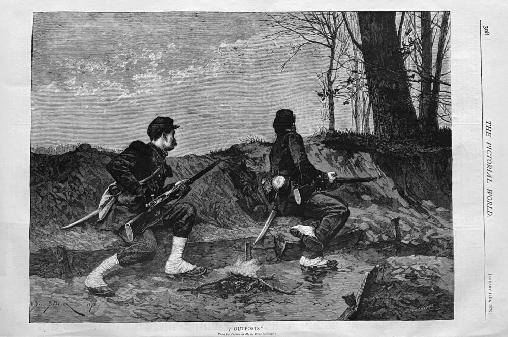 "Outposts."  (From the Picture by M. E. Berne- Bellecour)  1879.