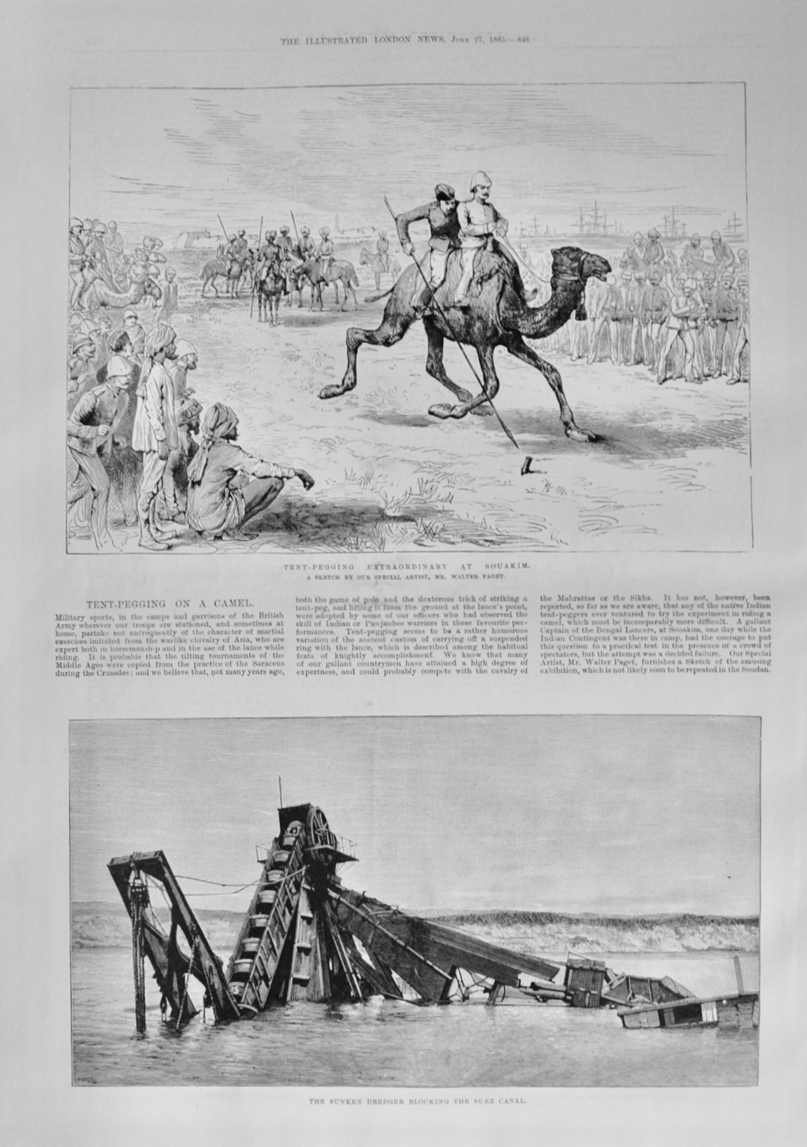 Tent-Pegging on a Camel - 1885