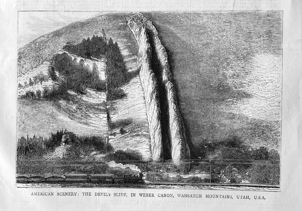 American Scenery :  The Devil's Slide, in Weber Canon, Wahsatch Mountains, Utah, USA.  1879.