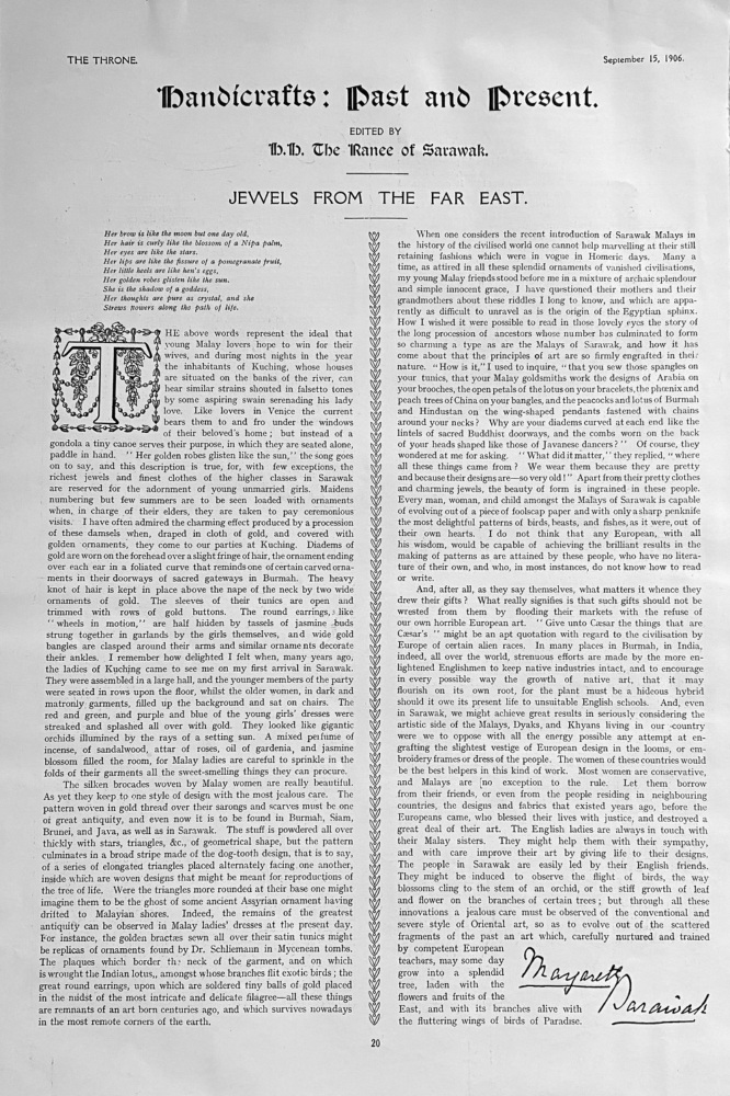 Handicrafts :  Past and Present. :  Jewels from the Far East. 1906.