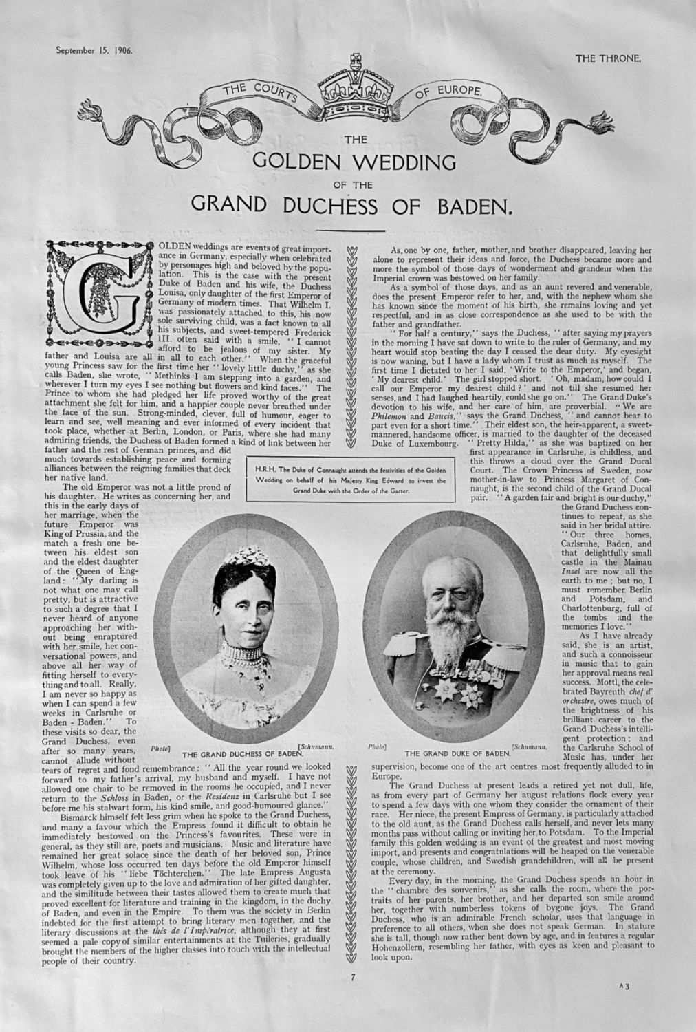 The Golden Wedding of the Grand Duchess of Baden.  1906.