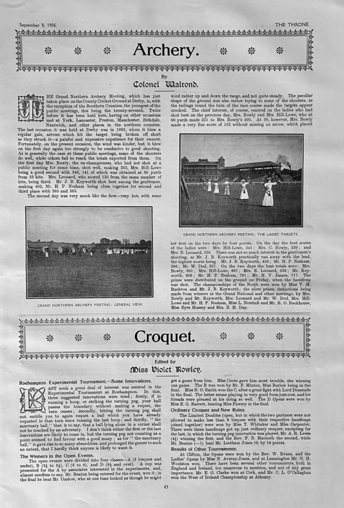 Archery. & Croquet.  September 8th, 1906.