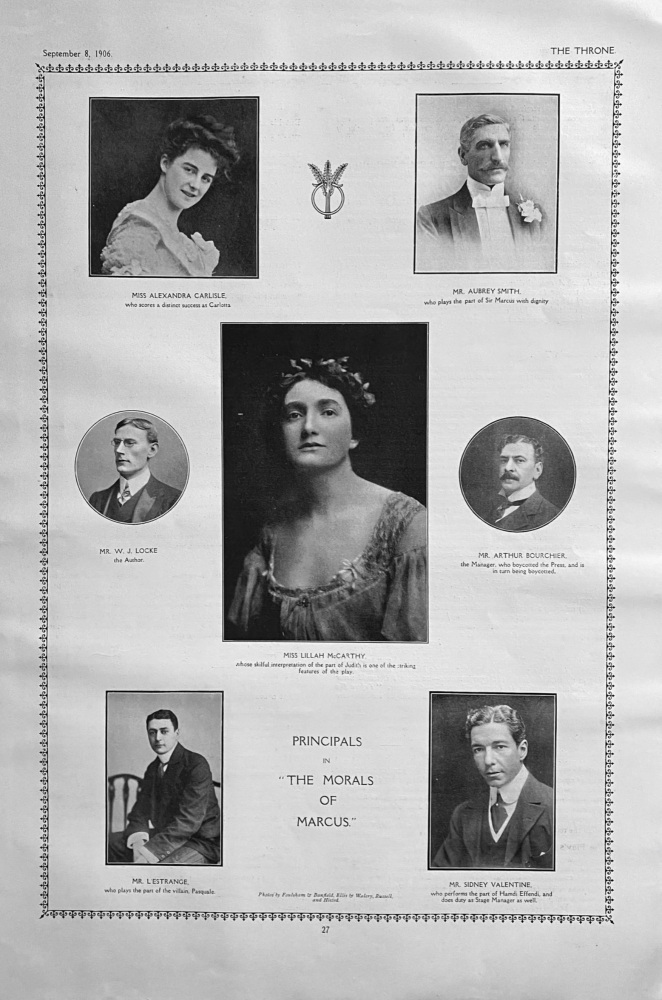 Principals in "The Morals of Marcus." at the Garrick .  1906.