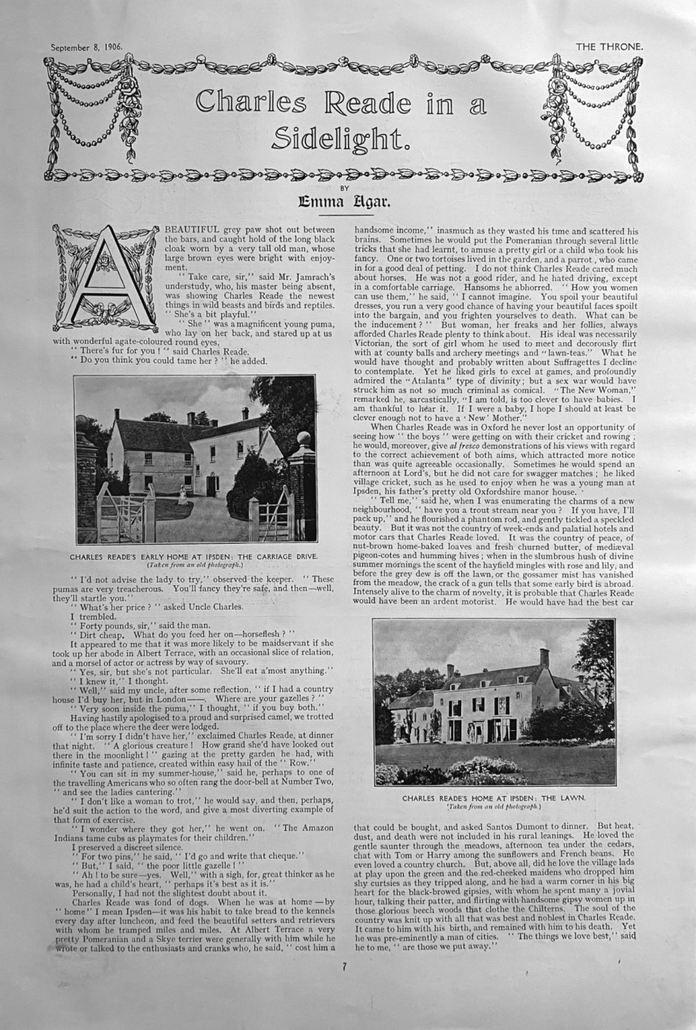 Charles Reade in a Sidelight.  1906.