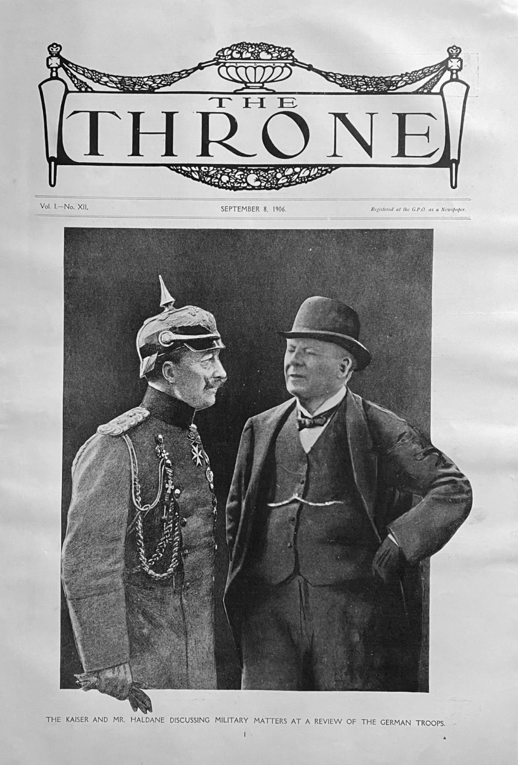 The Kaiser and Mr. Haldane Discussing Military Matters at a Review of the G