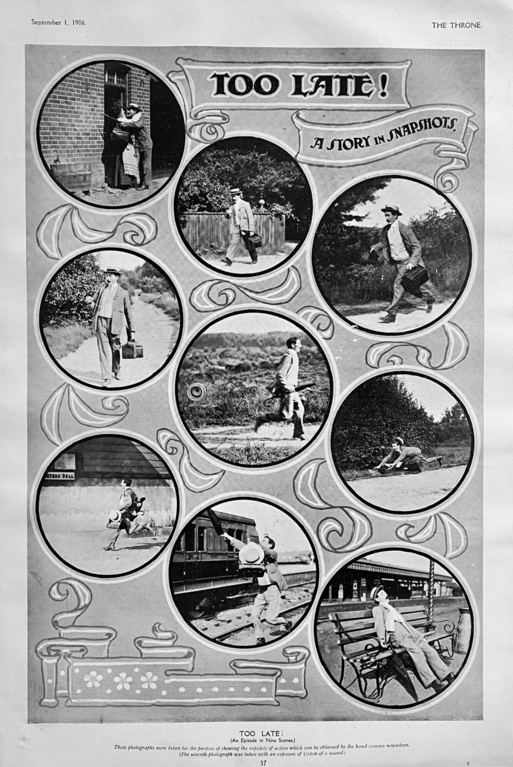 TOO LATE!    :  A Story in Snapshots.  1906.