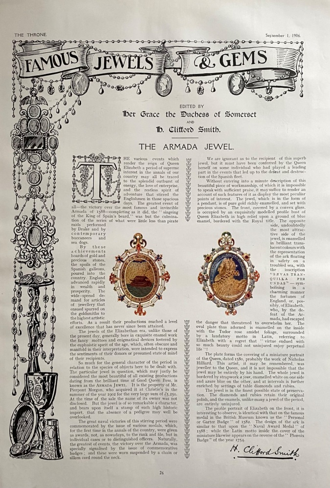 Famous Jewels and Gems  :  The Armada Jewel.  1906.