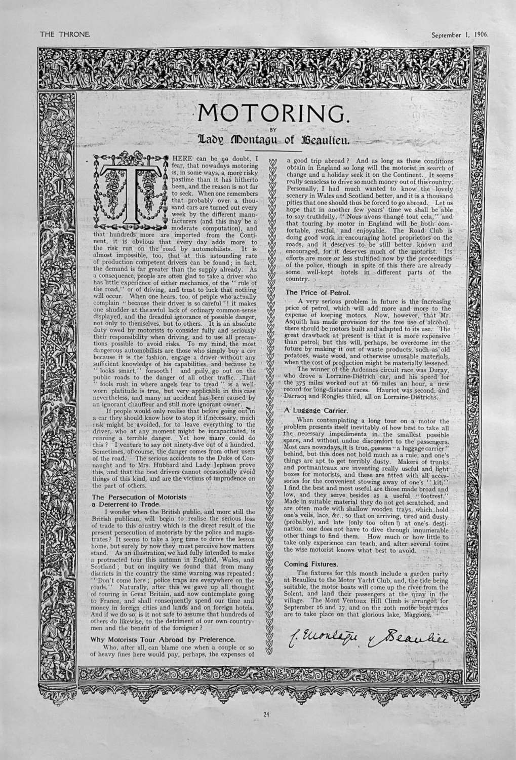 Motoring.  by Lady Montagu of Beaulieu.  1906.