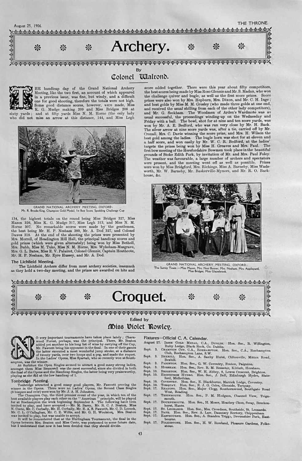 Archery.  &  Croquet.  1906.