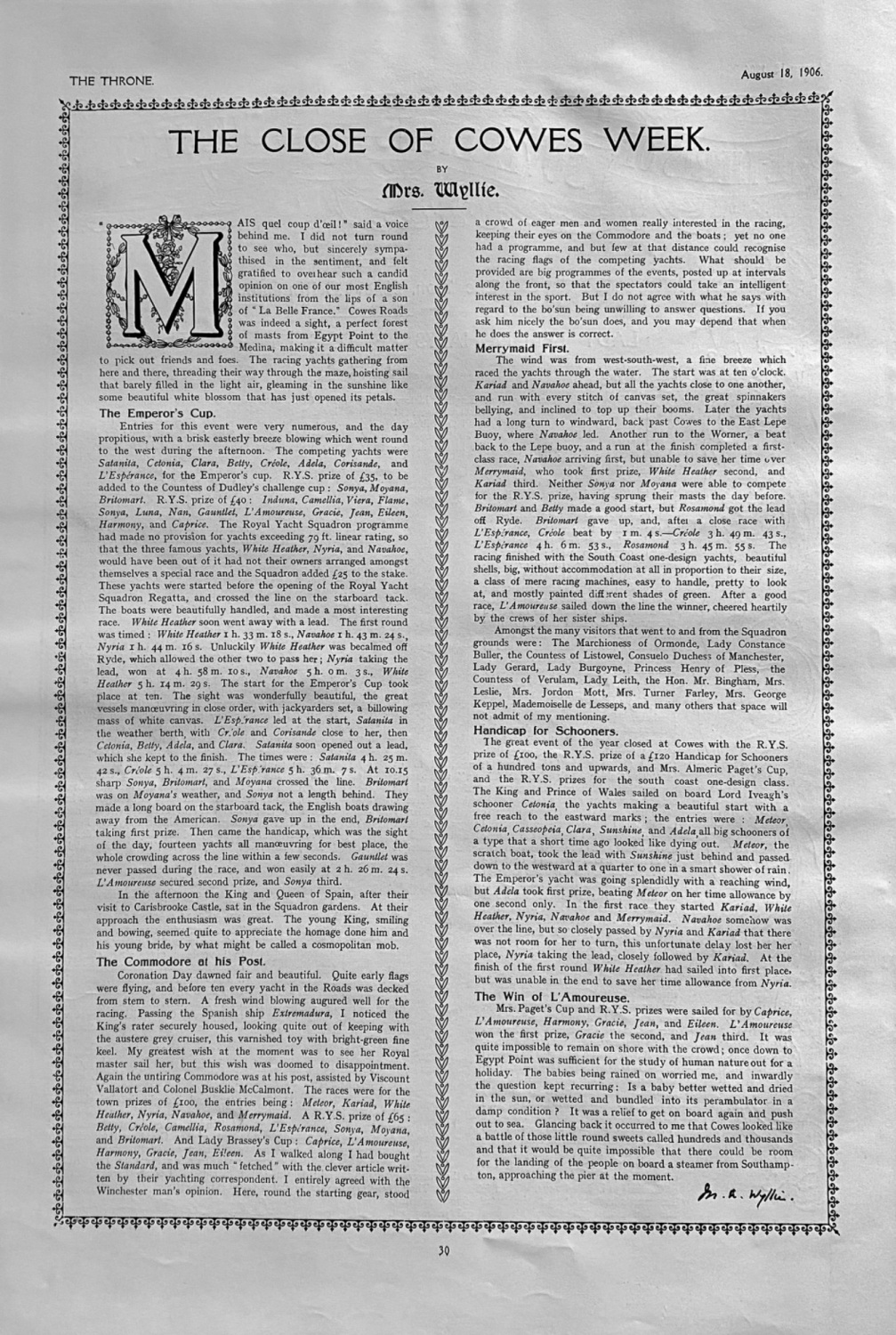 The Close of Cowes Week.  1906.