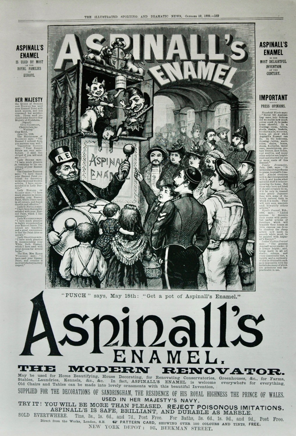 Aspinall's Enamel advert - 1889