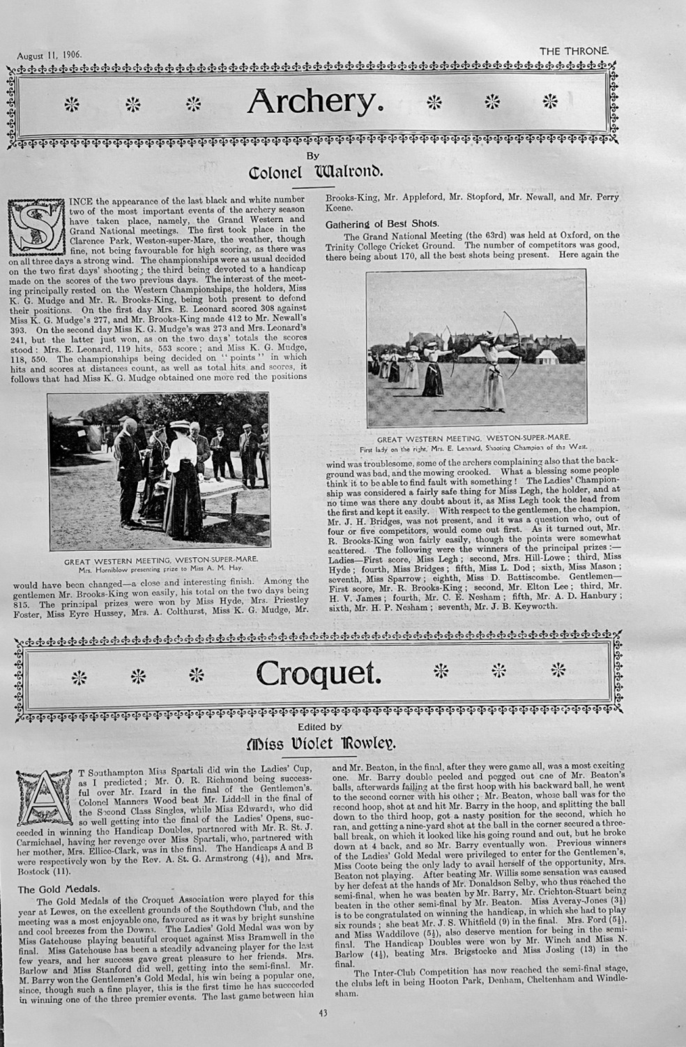 Archery.  &  Croquet.  1906.