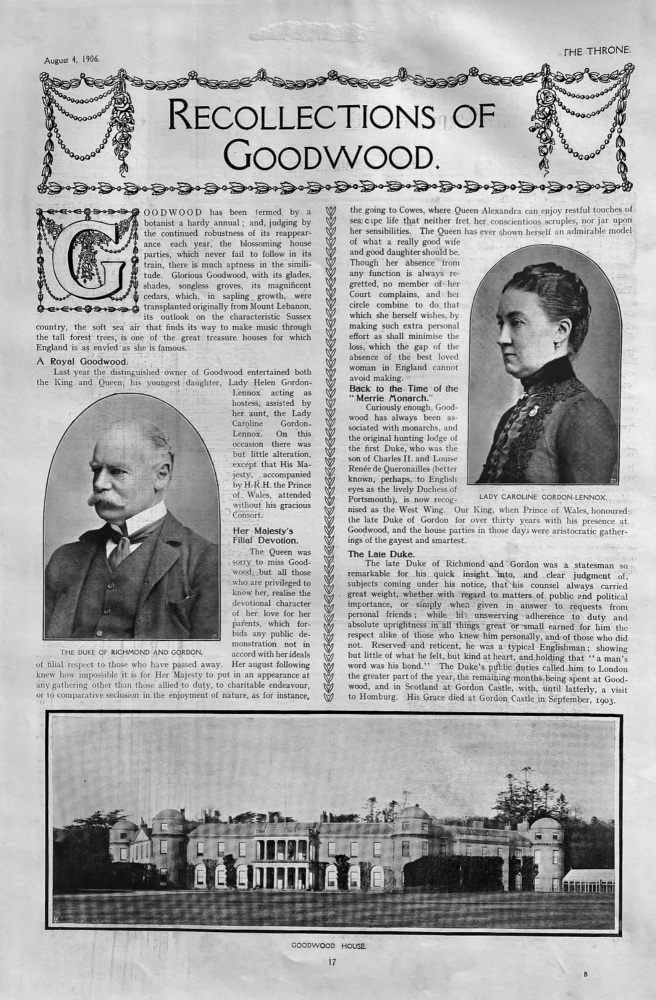 Recollections of Goodwood.  1906.