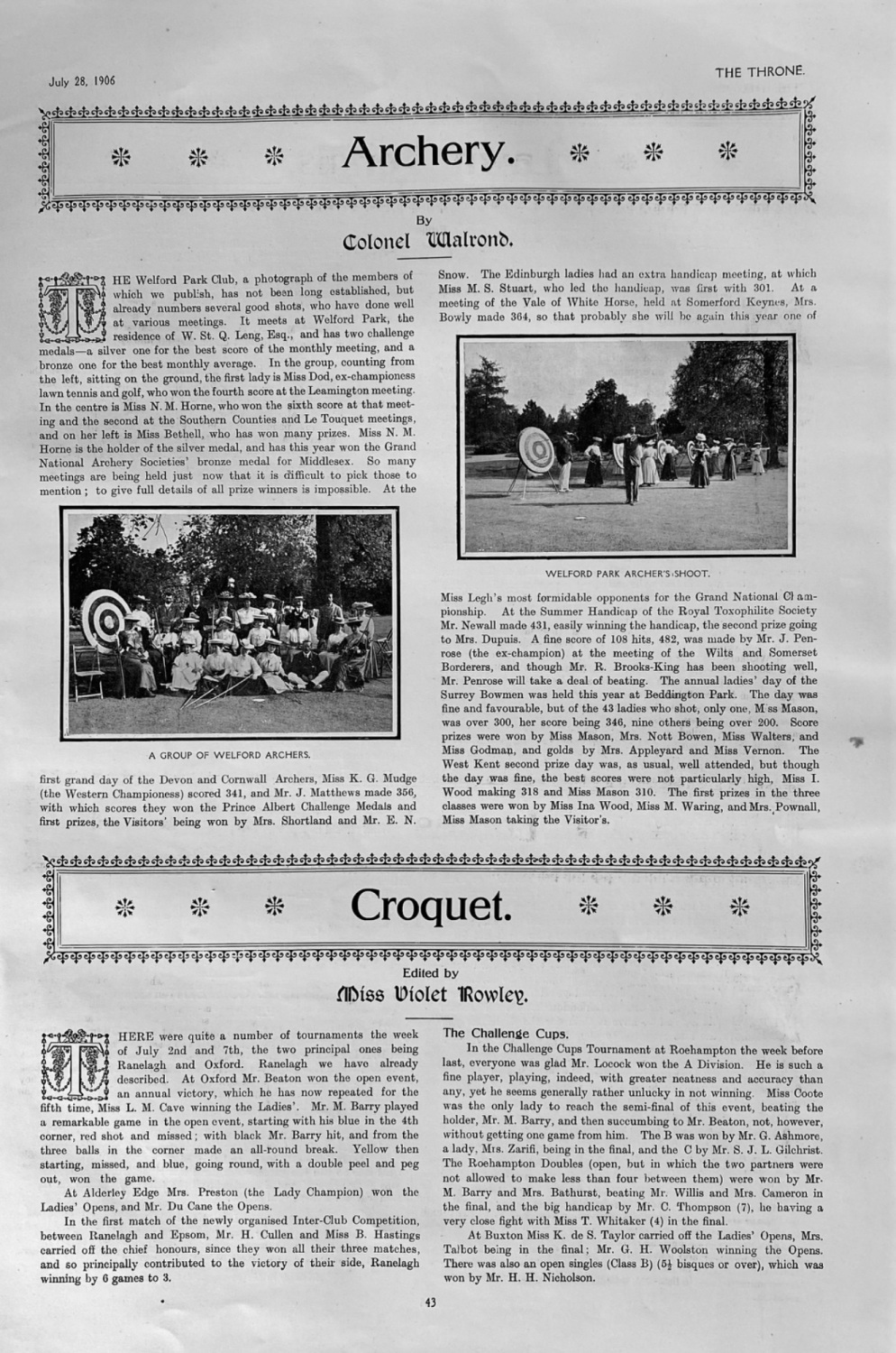 Archery  and Croquet.  July 28th, 1906.