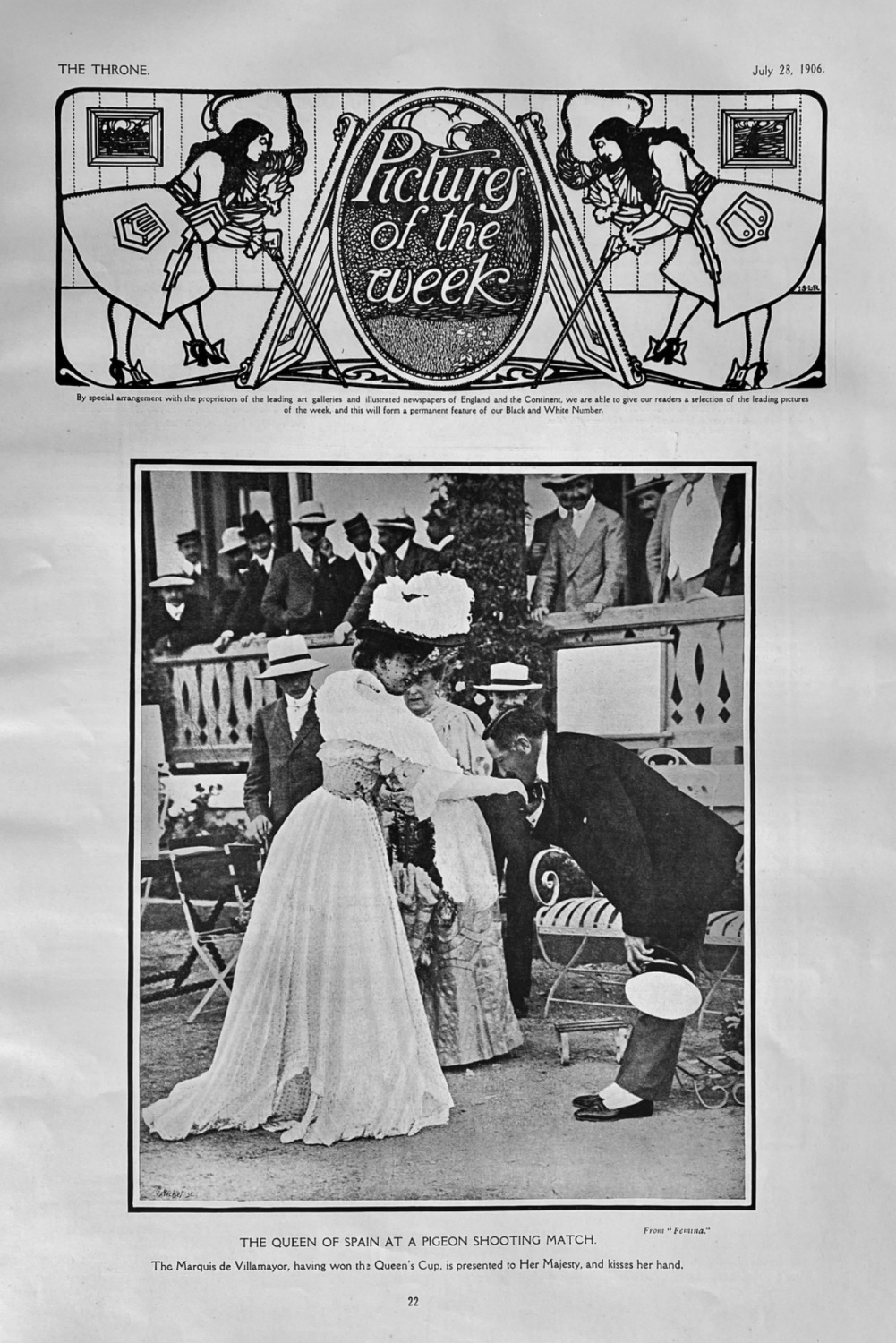 The Queen of Spain at a Pigeon Shooting Match.  1906.