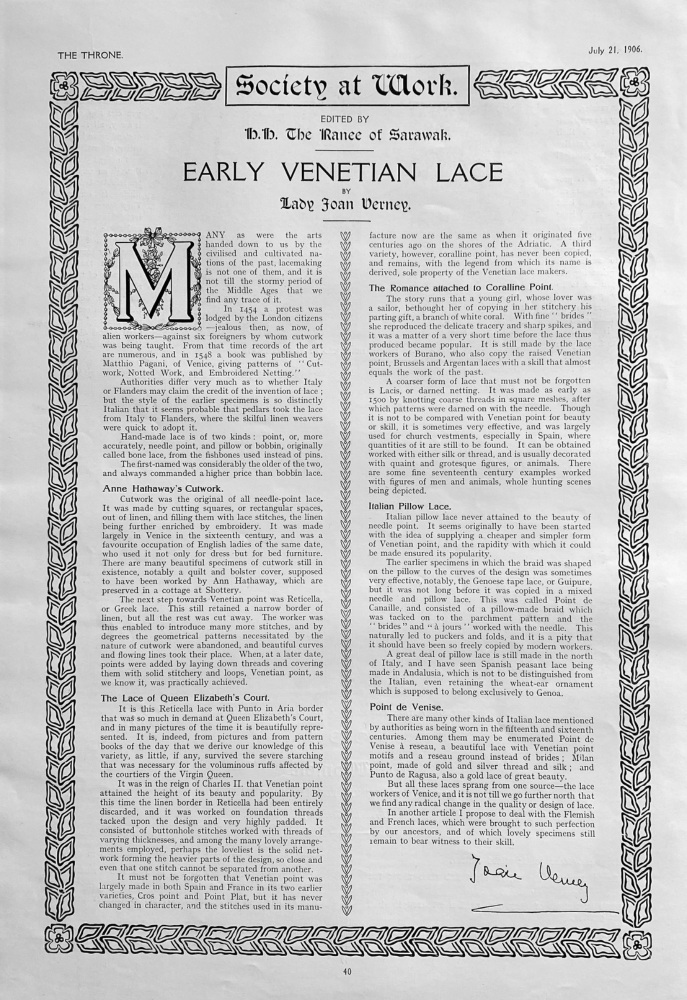 Early Venetian Lace.  1906.