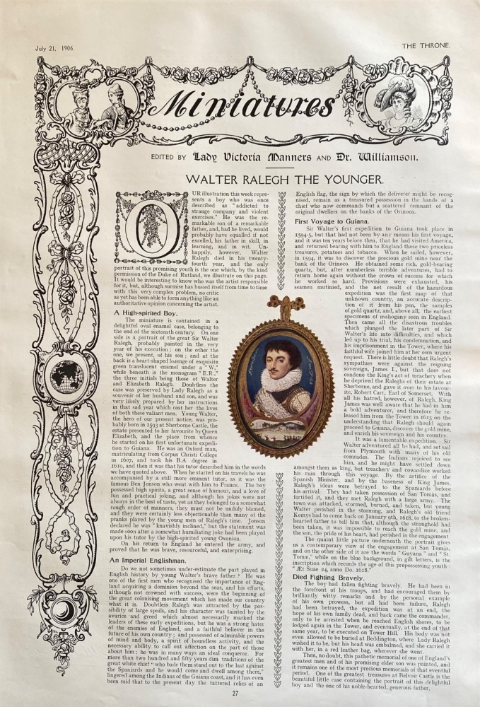 Miniatures. :  Walter Raleigh the Younger.  1906.