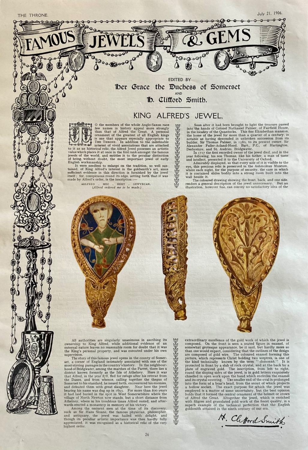 Famous Jewels & Gems :  King Alfred's Jewel.  1906.