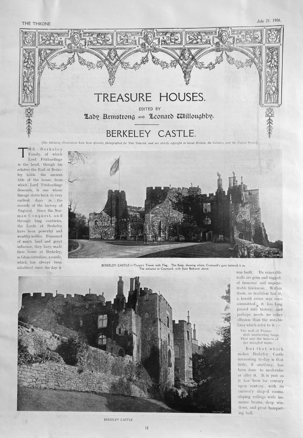 Treasure Houses. :  Berkeley Castle.  1906.