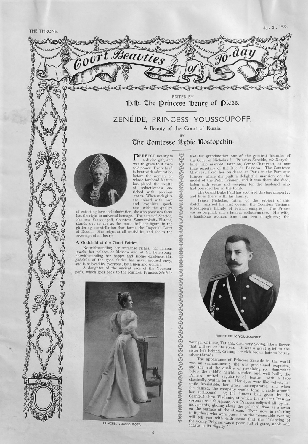 Court Beauties of To-day. :  Zeneide, Princess Youssoupoff.  1906.