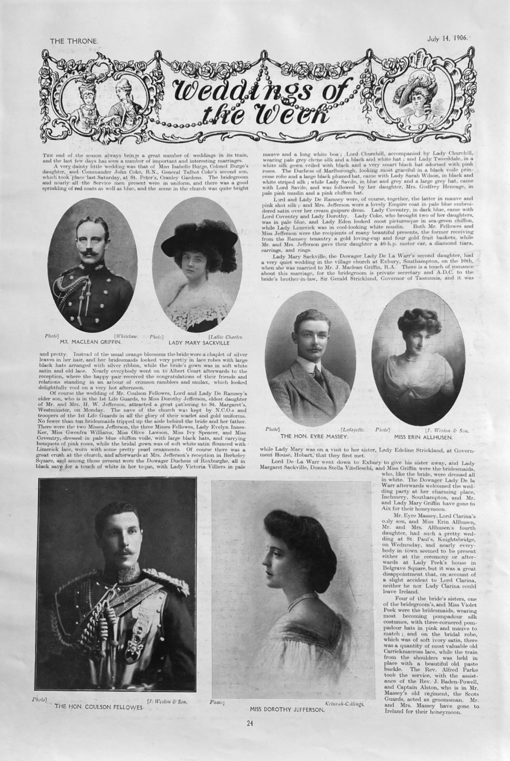 Weddings of the Week.  July 14th, 1906.