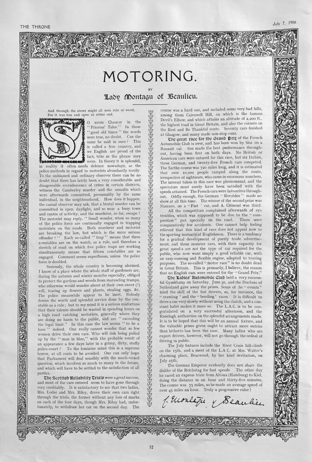Motoring.  by Lady Montagu of Beaulieu.  1906.
