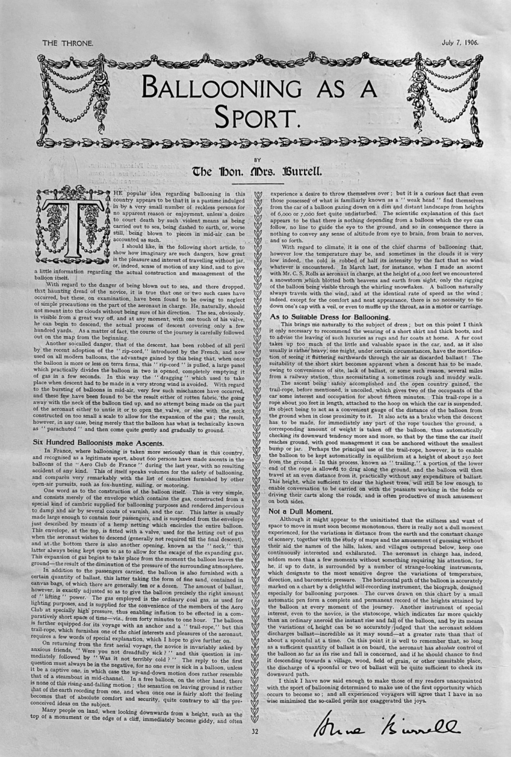 Ballooning as a Sport.  1906.