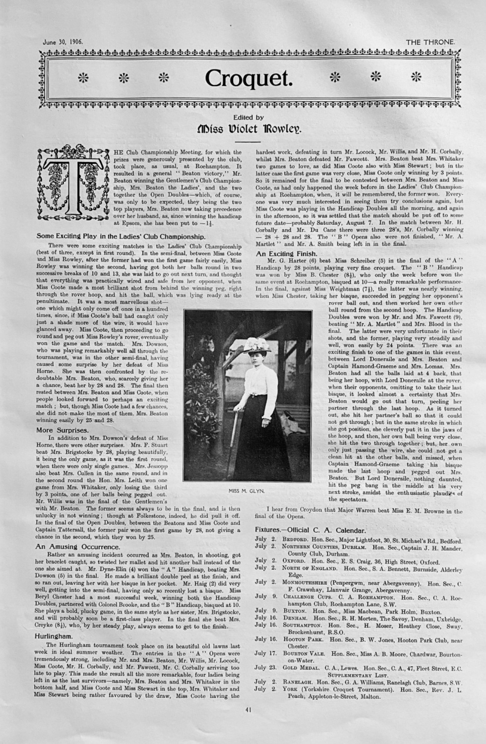 Croquet. :  Edited by Miss Violet Rowley.  1906.